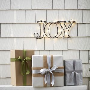 Pottery Barn lit sentiment “joy”